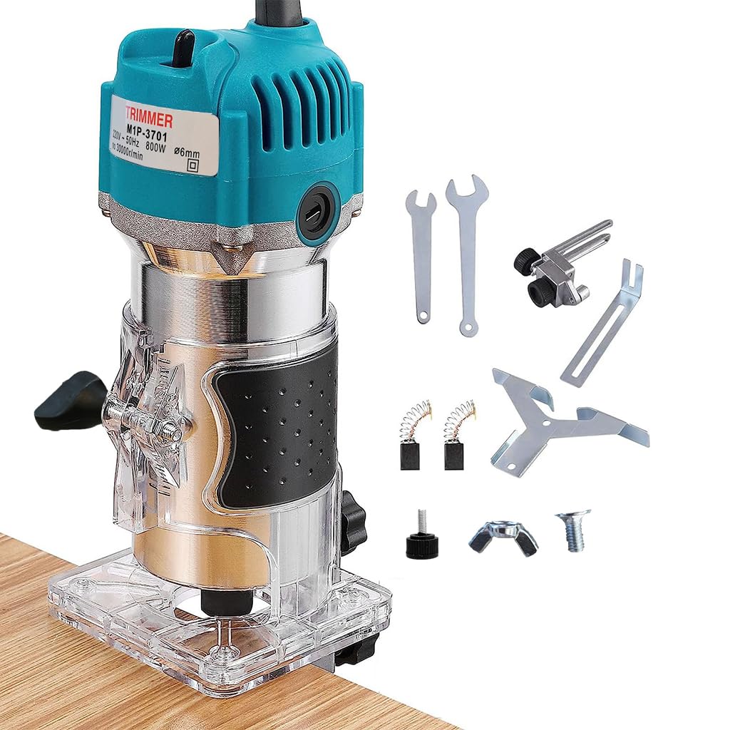 Serplex Electric Wooden Router 800W Electric Wooden Router Wood Trimmer 30000R/MIN Wood Router with Switch Anti-slip Handle Design Woodwork Router Tool for Sharping Edge, Trimming, Punching Serplex Electric Wooden Router 800W Electric Wooden Router Wood Trimmer 30000R/MIN Wood Router with Switch Anti-slip Handle Design Woodwork Router Tool for Sharping Edge, Trimming, Punching